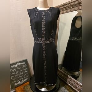 Allen B. by Allen Schwartz Black Midi Dress With Lace Detail. Sz Med. EUC.